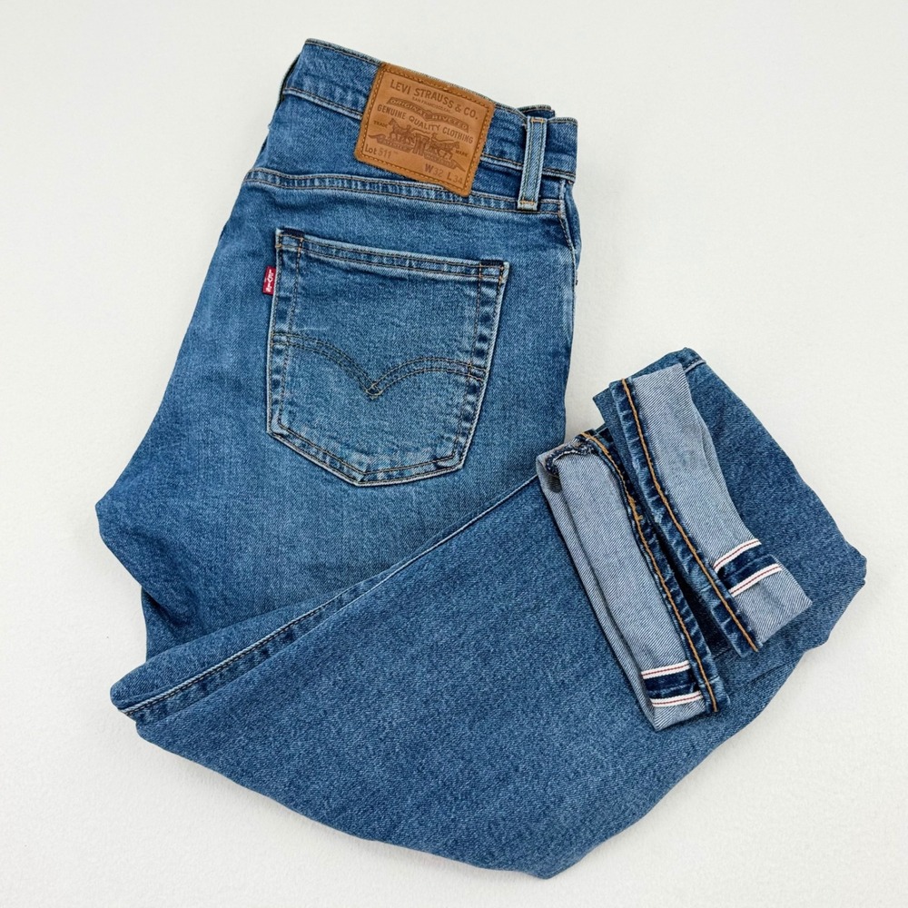 Levi's 511 Selvedge Slim Fit Mens 32x34 Blue Premium Denim Jeans Excellent